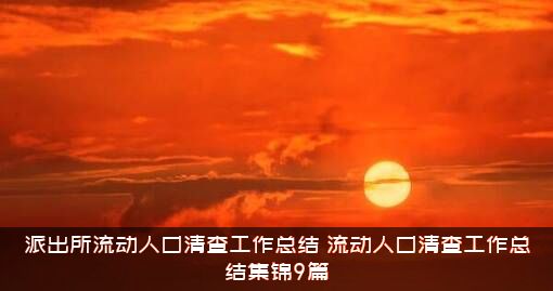 派出所流动人口清查工作总结（流动人口清查工作总结集锦9篇）