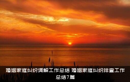 婚姻家庭纠纷调解工作总结（婚姻家庭纠纷排查工作总结7篇）