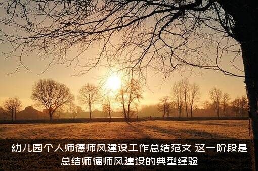 幼儿园个人师德师风建设工作总结范文，这一阶段是总结师德师风建设的典型经验