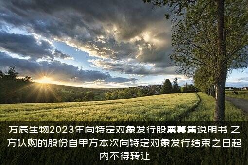 万辰生物2023年向特定对象发行股票募集说明书，乙方认购的股份自甲方本次向特定对象发行结束之日起内不得转让