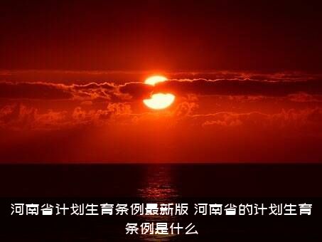 河南省计划生育条例最新版（河南省的计划生育条例是什么）