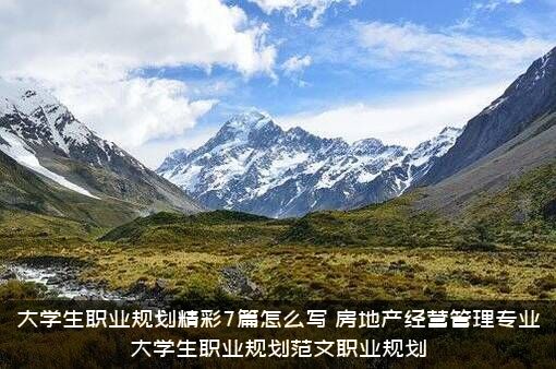 大学生职业规划精彩7篇怎么写？房地产经营管理专业大学生职业规划范文职业规划