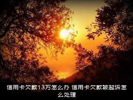 信用卡欠款13万怎么办？信用卡欠款被起诉怎么处理？