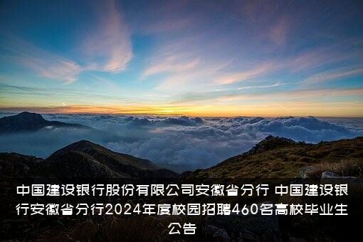 中国建设银行股份有限公司安徽省分行（中国建设银行安徽省分行2024年度校园招聘460名高校毕业生公告）