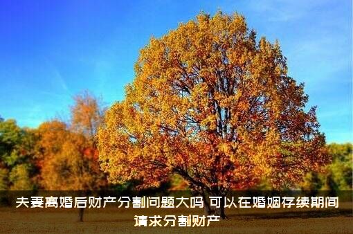 夫妻离婚后财产分割问题大吗？可以在婚姻存续期间请求分割财产？