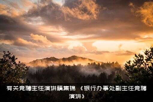 有关竞聘主任演讲稿集锦（《银行办事处副主任竞聘演讲》）