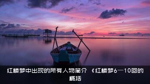 红楼梦中出现的所有人物简介，《红楼梦6—10回的概括