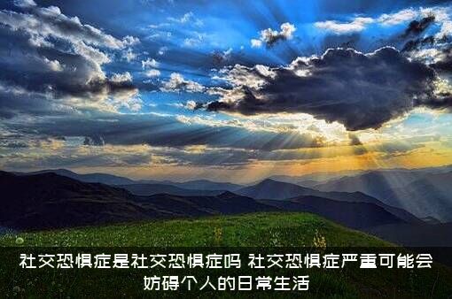 社交恐惧症是社交恐惧症吗？社交恐惧症严重可能会妨碍个人的日常生活