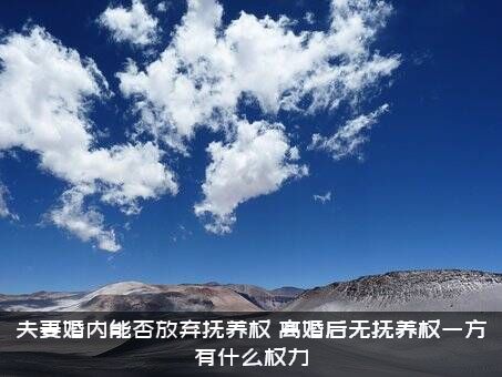 夫妻婚内能否放弃抚养权，离婚后无抚养权一方有什么权力？